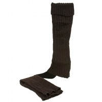 Socks/ Leg Warmers - 12 Pairs Knitted Leg Warmers - Brown  - SK-LG028BN